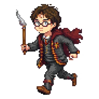 Harry Potter running urgently without any wand sticker