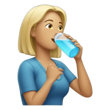 woman drinking from enormous water bottle sticker