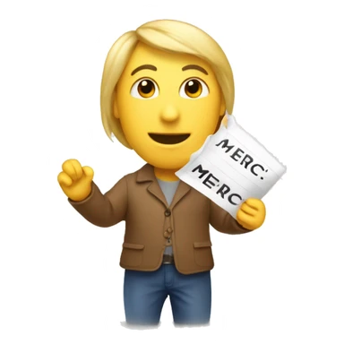 the word "merci" written with readable letters sticker