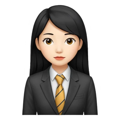 long black haired asian woman with tie and blazer sticker