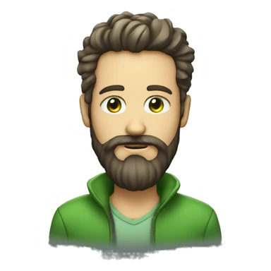 homme avec barbe et cheveu boucles et yeux vert sticker