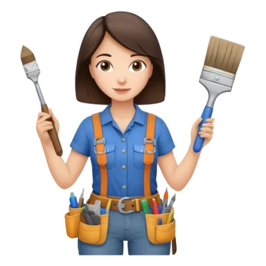 brunette girl renovating her apartment sticker