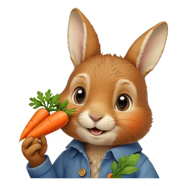 peter rabbit eating carrot saying silvee sticker