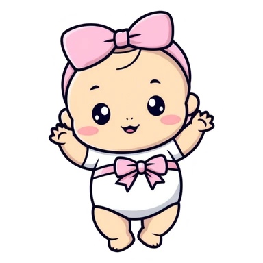 Baby with pink bow  sticker