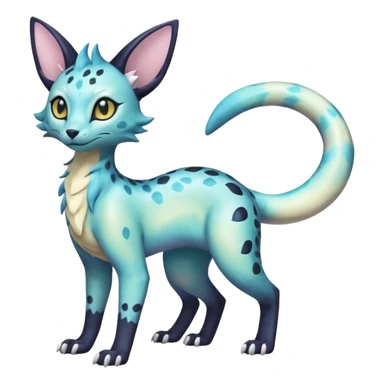 Shiny Pastel White Iridescent Celestial Salandit-Umbreon-Genet-Noivern-Noibat-Serval-Hybrid (Full body) sticker