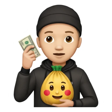 Ladrão com saco de dinheiro emoji efeito Mandela sticker