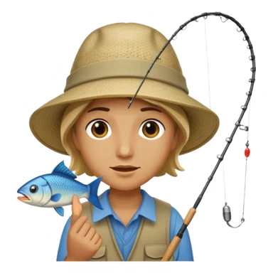 Someone fishing a fish. sticker