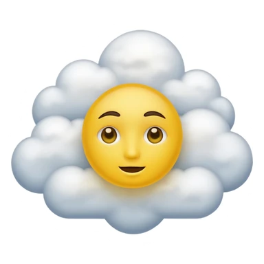 Face in clouds yellow circle and black eyes and remove a mouth and move in a cloud remove a mouth on face sticker