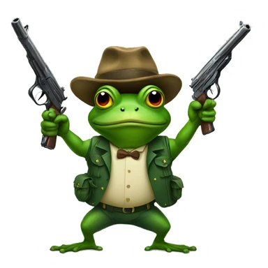frog holding a gun sticker