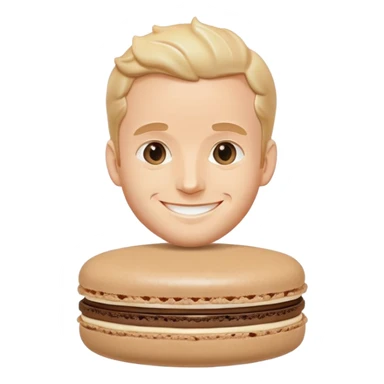 macaron pastry with the face of Macron, smiling expression sticker