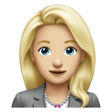 Blonde jewellery sales professional in a grey suit sticker