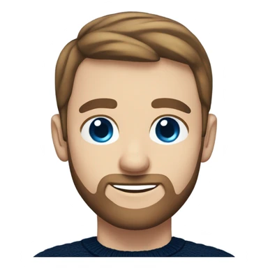 irish man blue eyes, brown short receding hair and short beard, wearing a smart navy blue jumper. sticker