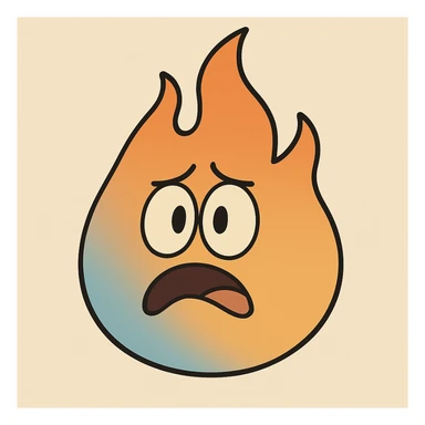 classic fire emoji with blue to orange gradient, flat style, smooth and simple, matching reference image sticker