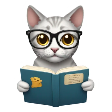 Cat with glasses reading a book  sticker