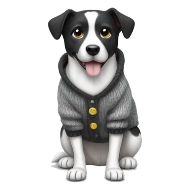 Black and white dog wearing sweater sticker