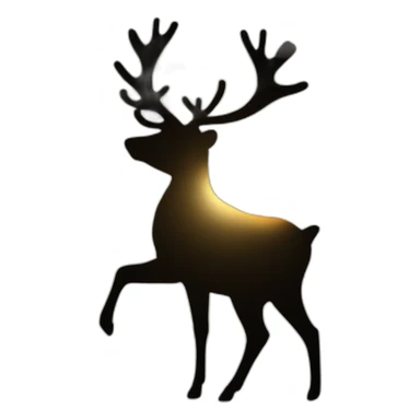 A reindeer silhouette with a sun at the top shining with an overall dark background sticker