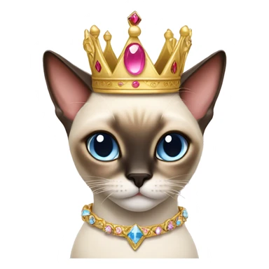 Siamese cat with a princess crown sticker