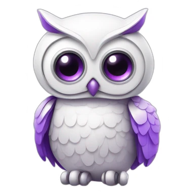 cute baby robot owl white purple sticker