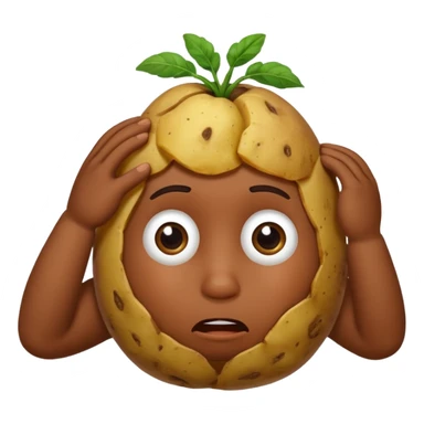 Potato that is confused with hand scratching his head sticker