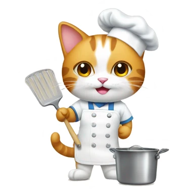 cute cat cleaning chef  sticker