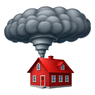 Tornado in storm with red home sticker