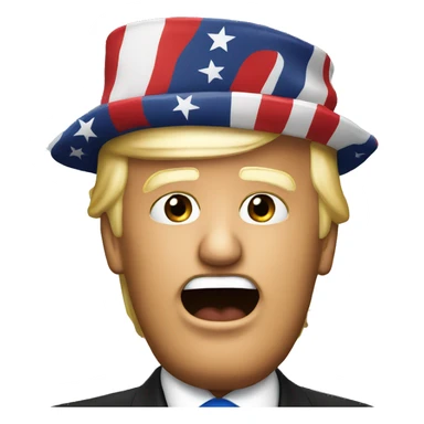 donald trump with a american flag hat sticker