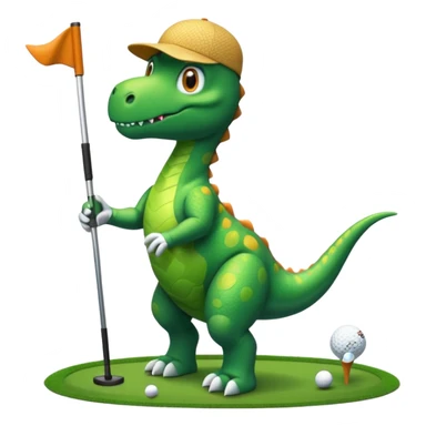Dinosaur golfing sticker