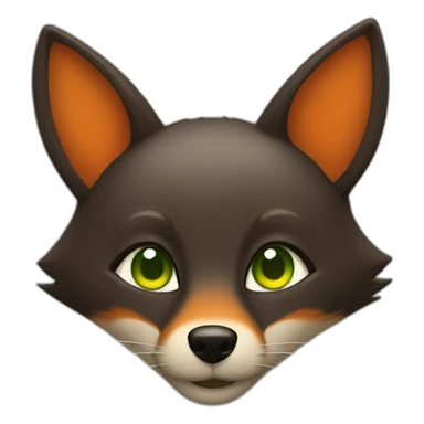 a small dark brown fox with orange eyes with a dark green hood that smile sticker
