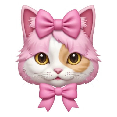 Aesthetic cute cat with a pink aesthetic bow in her head sticker