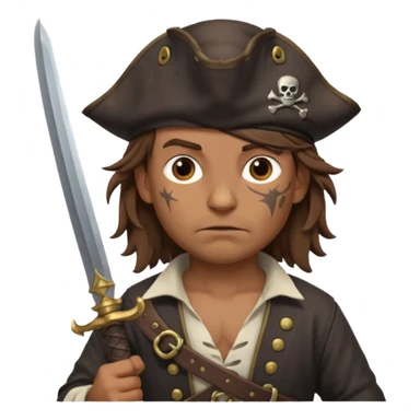Pirate with two swords in two hands sticker