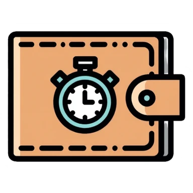 wallet with a clock on it, representing quick services at affordable prices sticker