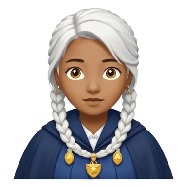 braid white hair, brown skin girl, navy cloak sticker