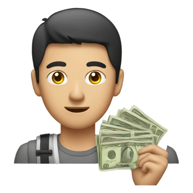 Asian guy with money  sticker