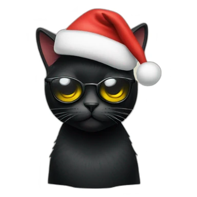 Black Cat with sunglasses and xmas hat sticker