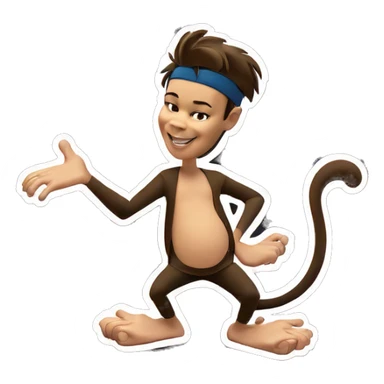 smiling monkey boy silhouette sticker