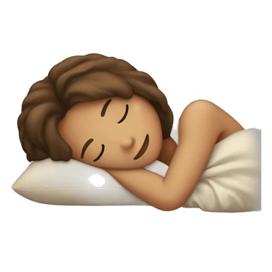 A girl with brown hair sleeping on a pillow sticker