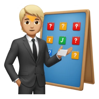 silhouette of a light-haired man standing next to a project board sticker