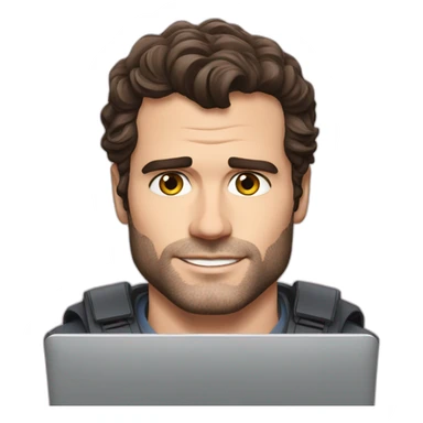 henry cavill using a laptop sticker