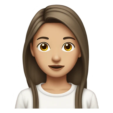 A girl with straight brunette medium length hair wearing a white sweatshirt with a ribbon in her hair sticker