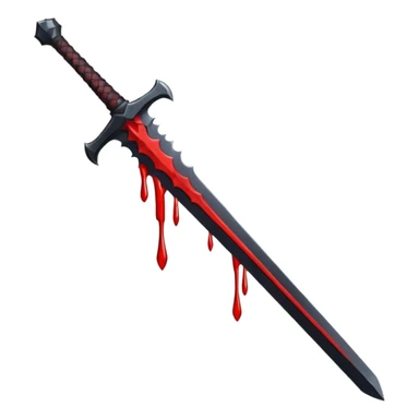 iOS sticker, dark sword, black blade, red blood drop, minimal sticker