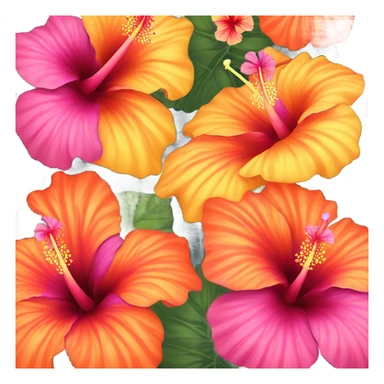 orange yellow and pink hibiscus flower sticker