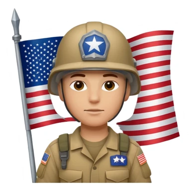 generate white american soldier with small usa flag on shoulder sticker