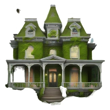 Barbie’s Queen Anne Victorian haunted mossy overgrown mansion sticker