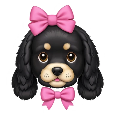 A cocker spaniel dog the color black with a pink bun sticker