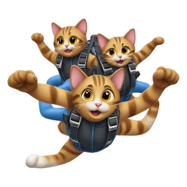 Five cats skydiving and holding paws  sticker