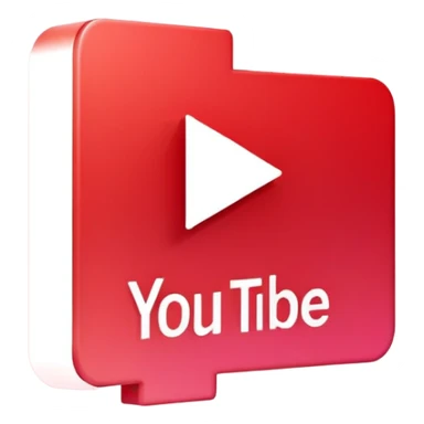 A modern icon combining YouTube's play button with circuit patterns, in red gradient, minimalist 3D style, perfect for app icon sticker