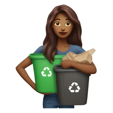 Beautiful burgundy long haired woman taking out the trash sticker