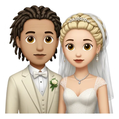 Couple lightskinned man with short dreads and light skinned woman getting married sticker