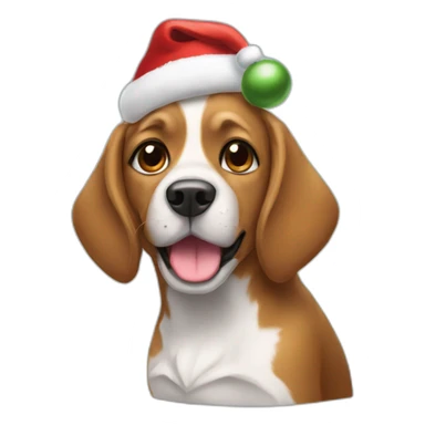 a dog with a Christmas hat sticker
