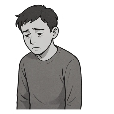 lonely, downcast expression sticker